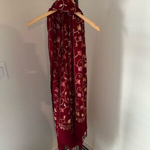 Elegant Red Floral Scarf